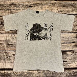 Vintage The Great Wall Of Beijing China Asia Art Tee Size Medium Gray